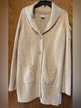 CAbi Shawl Collar Button Cardigan Sweater - Beige